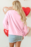 Pink Embroidered Bow Oversized Sweatshirt