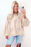 Embroidered Bow Oversized Sweatshirt