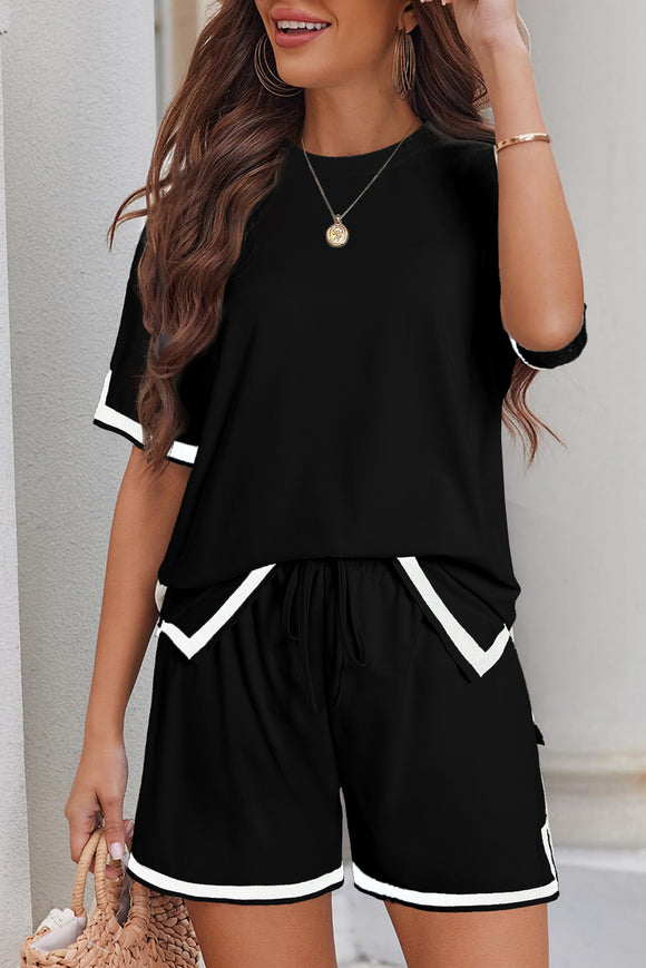 Black Tee and Shorts Set