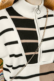 Fashion-W Stripe Colorblock Quarter Zip Collar Sweater Vest