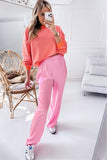 Russet Orange Drop Shoulder Crew Neck Loose Sweatshirt
