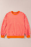Russet Orange Drop Shoulder Crew Neck Loose Sweatshirt
