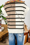 Fashion-W Stripe Colorblock Quarter Zip Collar Sweater Vest