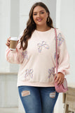 Embroidered Bow Oversized Sweatshirt