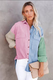 Pink Destiny colorblock button up